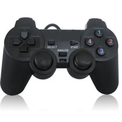 Black-USB Single Shock-PC-Computer-Wired-Gamepad